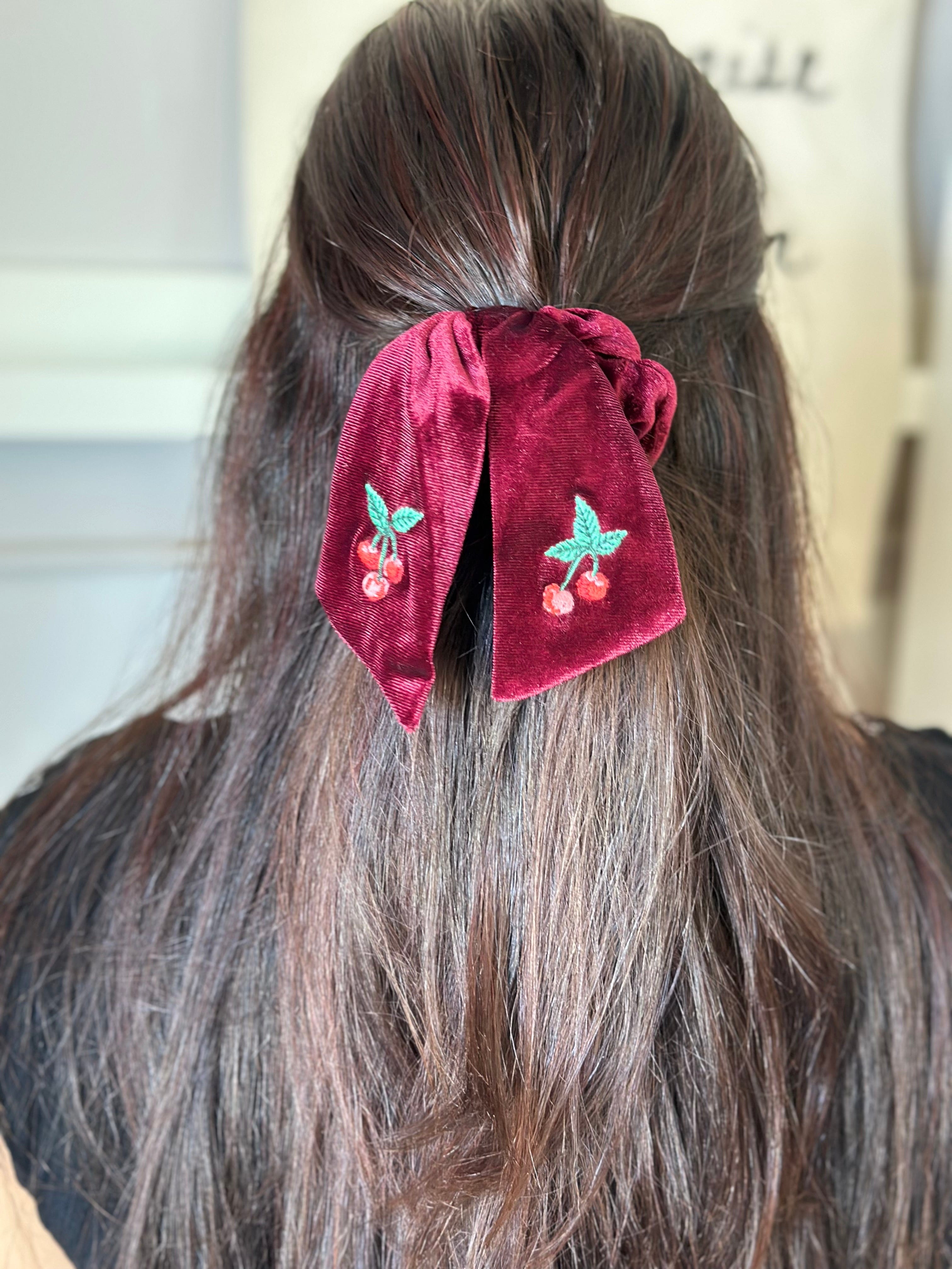 Cherries Embroidered Scrunchie by Rifle Paper CO