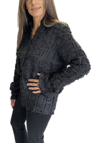 Thumbnail for Fringed Black Party Top Boho Chic Elegant Top