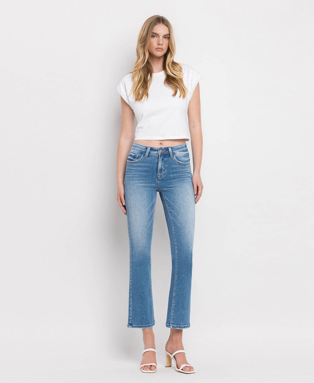 Mid Rise Crop Flare Nile Blue Flying Monkey Jeans Jeans