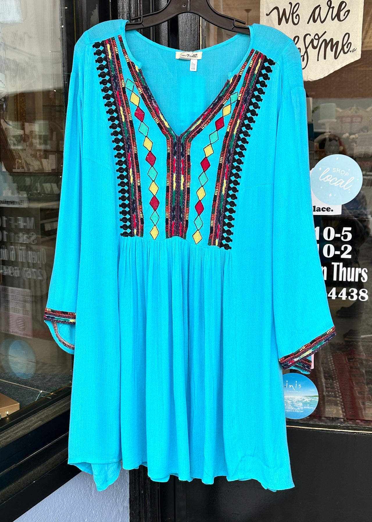 Turquoise Embroidered Dress Simply Noelle S/M