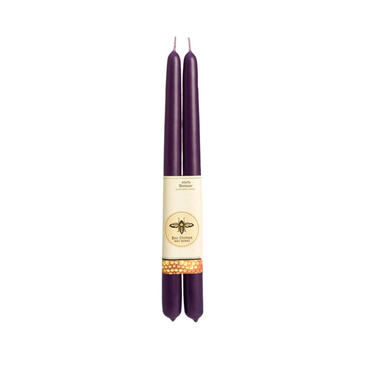 100% Pure Beeswax Tapers: Standard (12" x 7/8") / Lilac Big Dipper Wax Works
