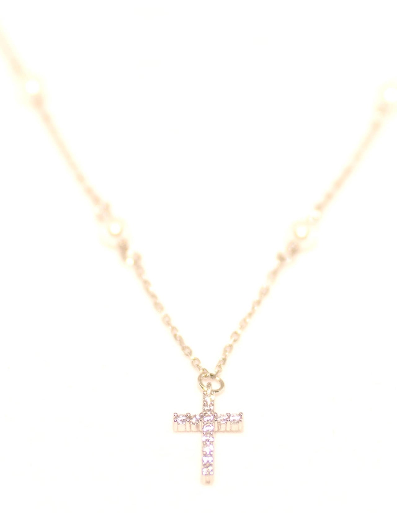 18K Gold Cross Pendant Necklace with Pearls, Gold Meghan Browne Accessories