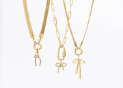 18K Gold PVD Paperclip Carabiner Necklace: Gold / 16+2" WJW