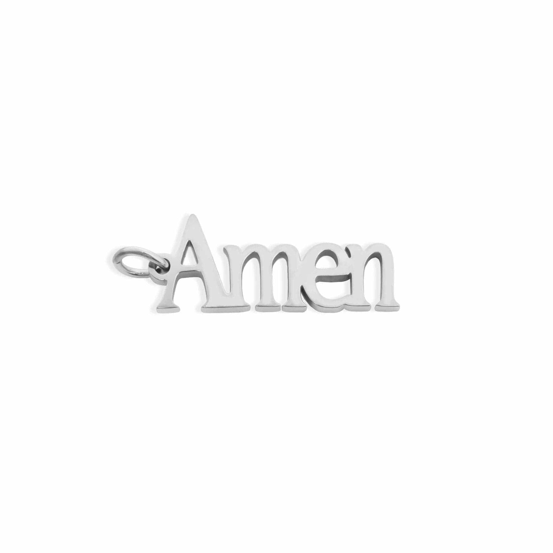 18K Gold PVD Stainless Steel Amen Word Charm: Gold WJW