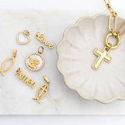 18K Gold PVD Stainless Steel Amen Word Charm: Gold WJW