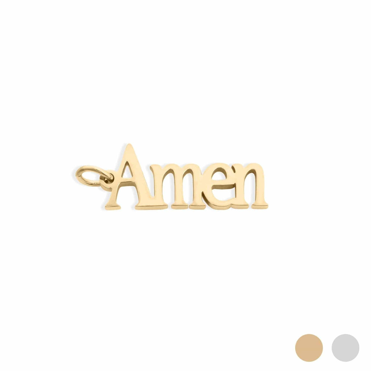 18K Gold PVD Stainless Steel Amen Word Charm: Gold WJW