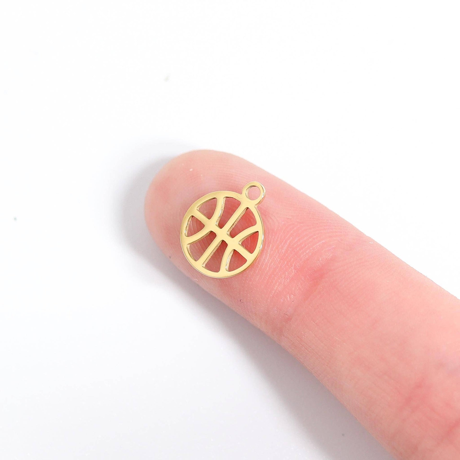 18K Gold PVD Stainless Steel Basketball Charm: Gold WJW
