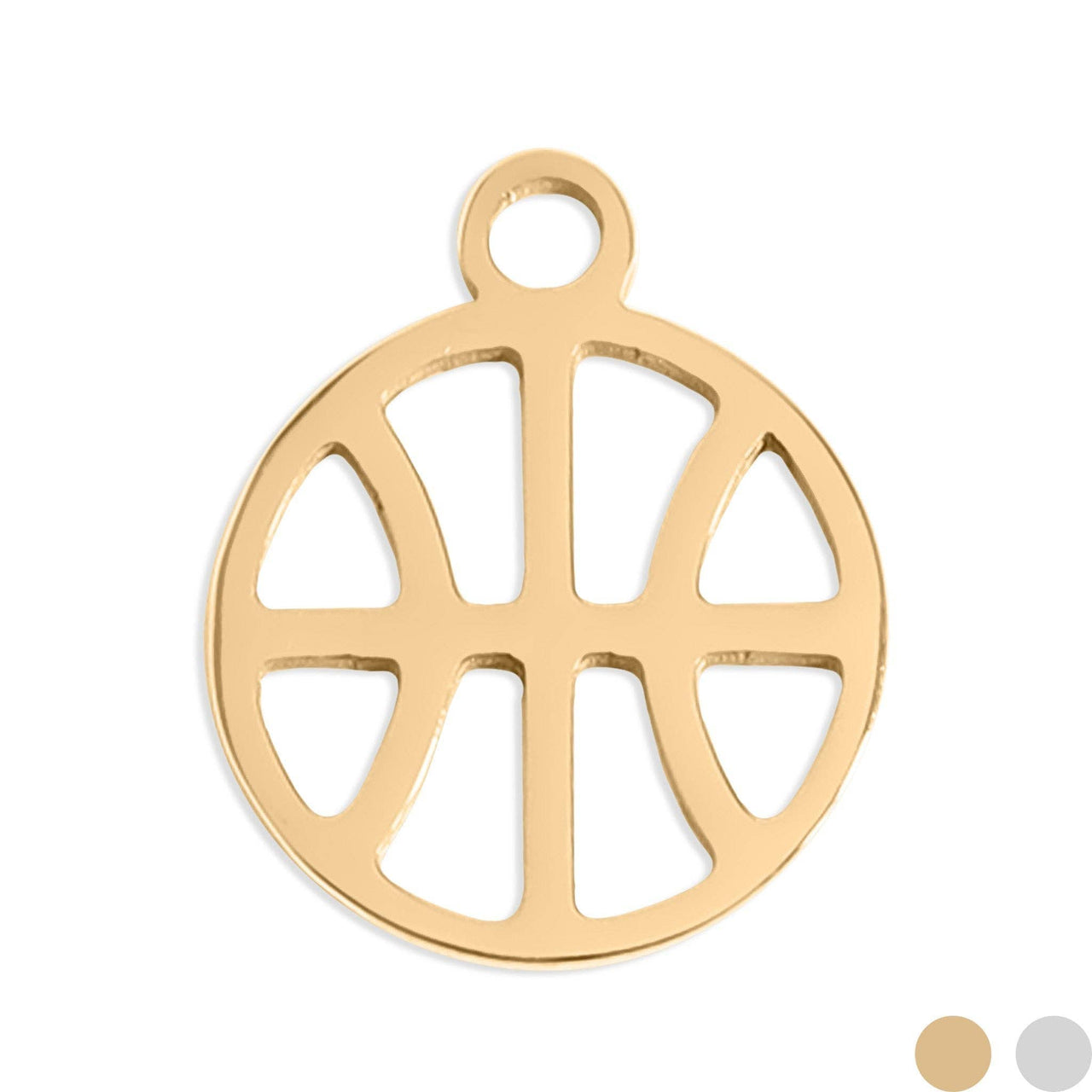 18K Gold PVD Stainless Steel Basketball Charm: Gold WJW