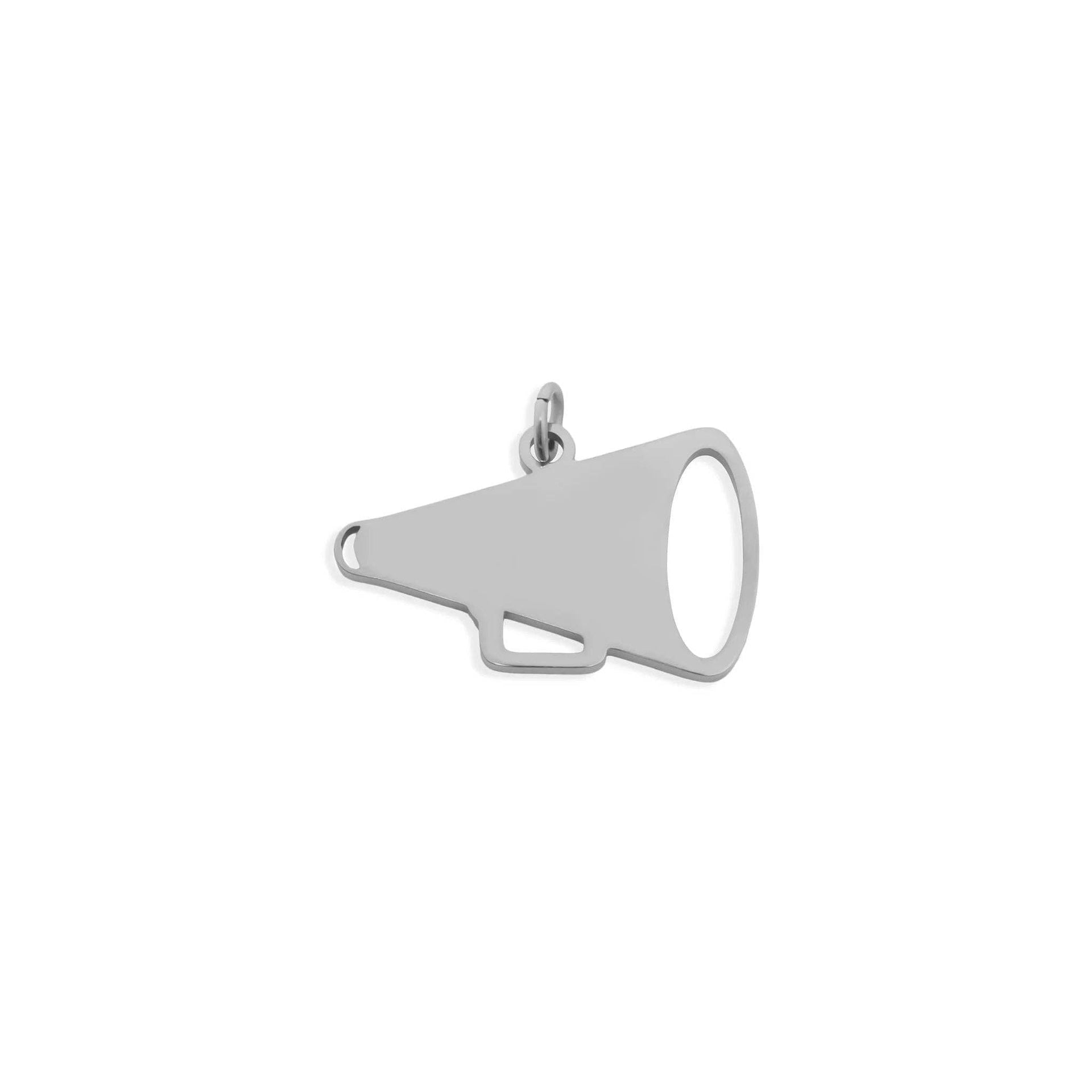 18K Gold PVD Stainless Steel Megaphone Charm: Stainless WJW