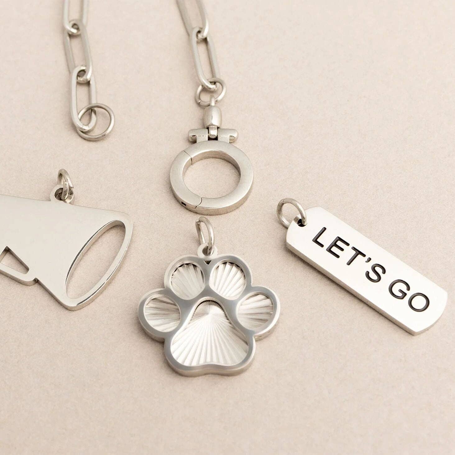 18K Gold PVD Stainless Steel Paw Print Charm: Gold WJW