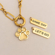 18K Gold PVD Stainless Steel Paw Print Charm: Gold WJW