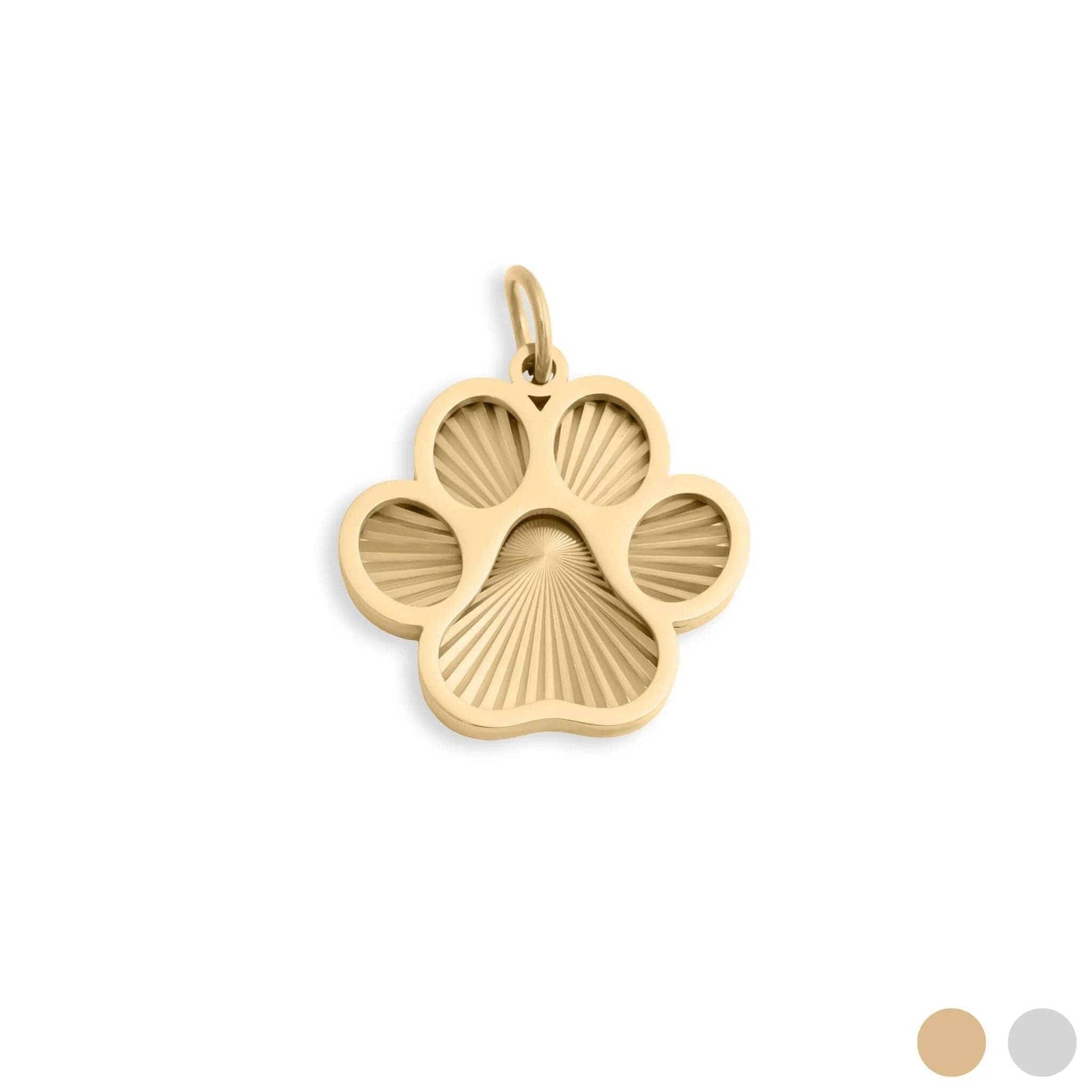 18K Gold PVD Stainless Steel Paw Print Charm: Gold WJW