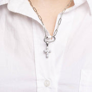 18K Gold PVD Stainless Steel Pearl Cross Charm: Gold WJW