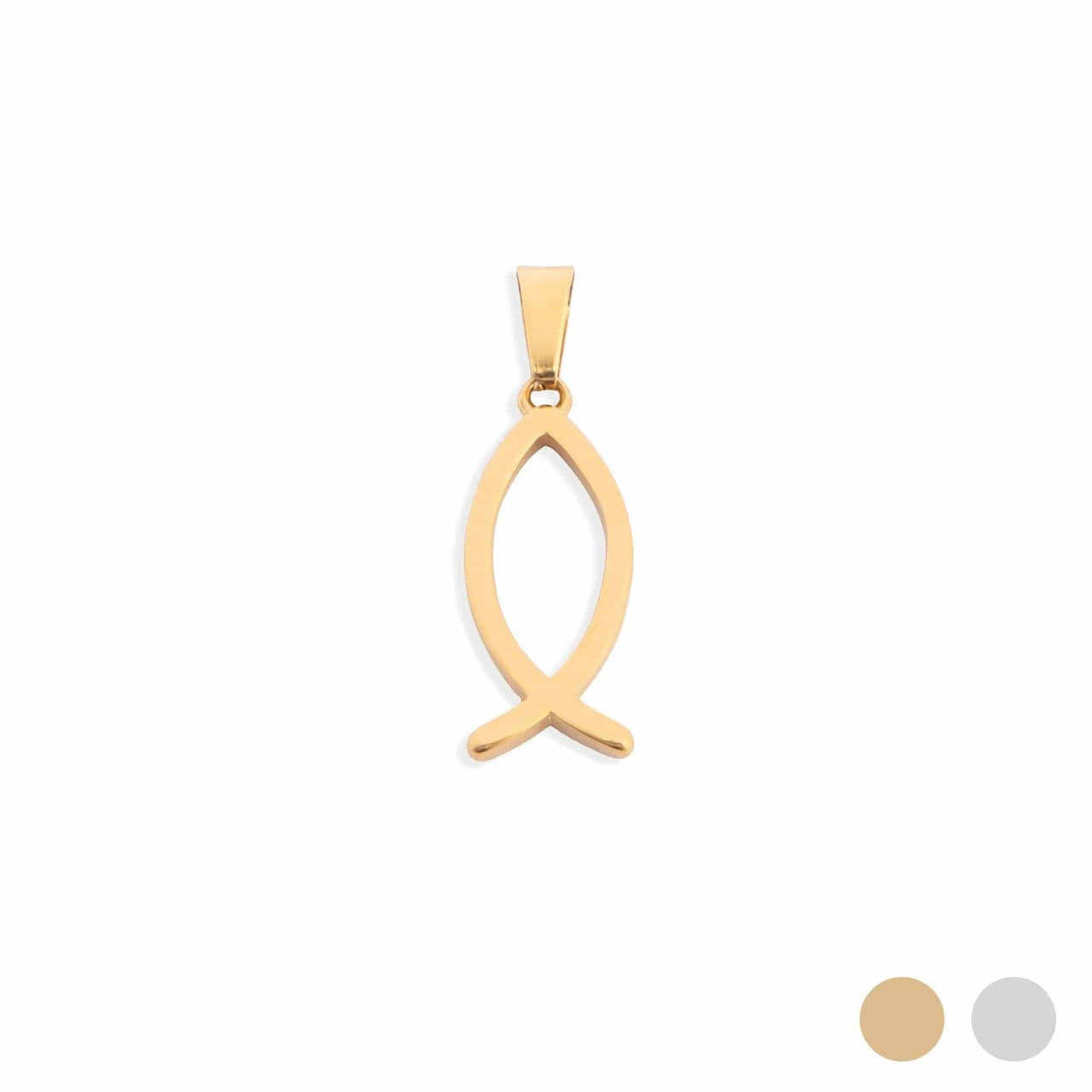 18K Gold PVD Stainless Steel Religious Fish Charm: Gold WJW