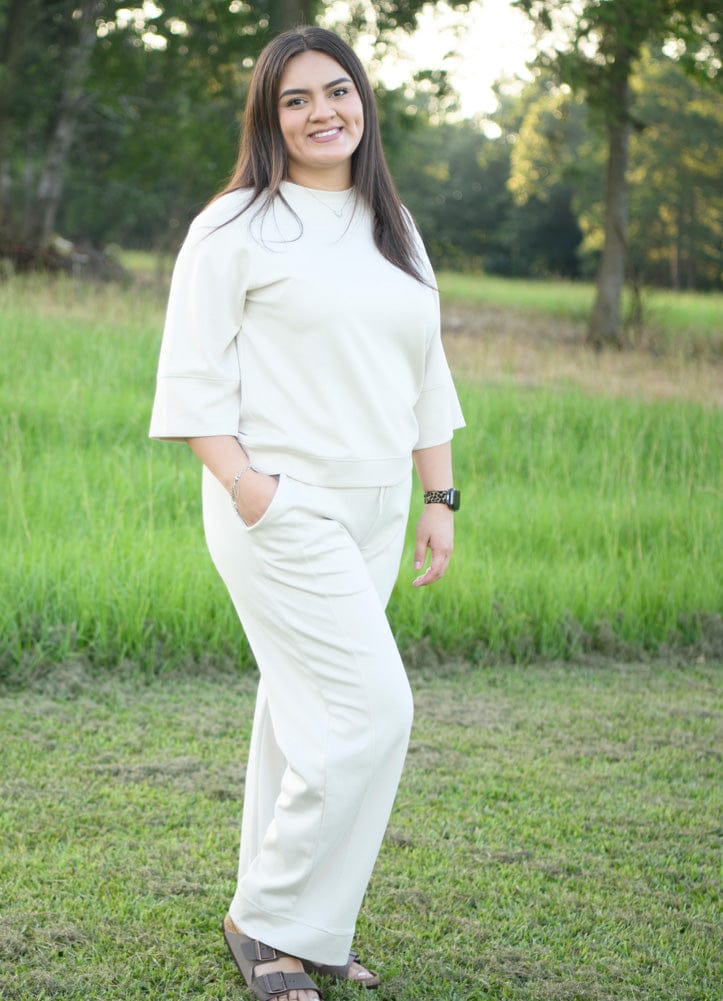 3/4 Raglan Sleeve Top, Plus Size, Ecru Umgee S