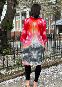Thumbnail for 3/4 Sleeve Tie Dye Button Up Tunic Top APNY