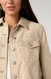 3/4 SLV FRAYED FLOUNCE Twill in Camel Liverpool Top