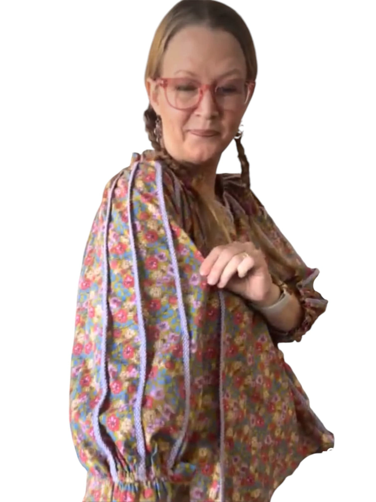 3/4 Trimmed Calico Top by Easel Mattie B's Gifts & Apparel Casual Top