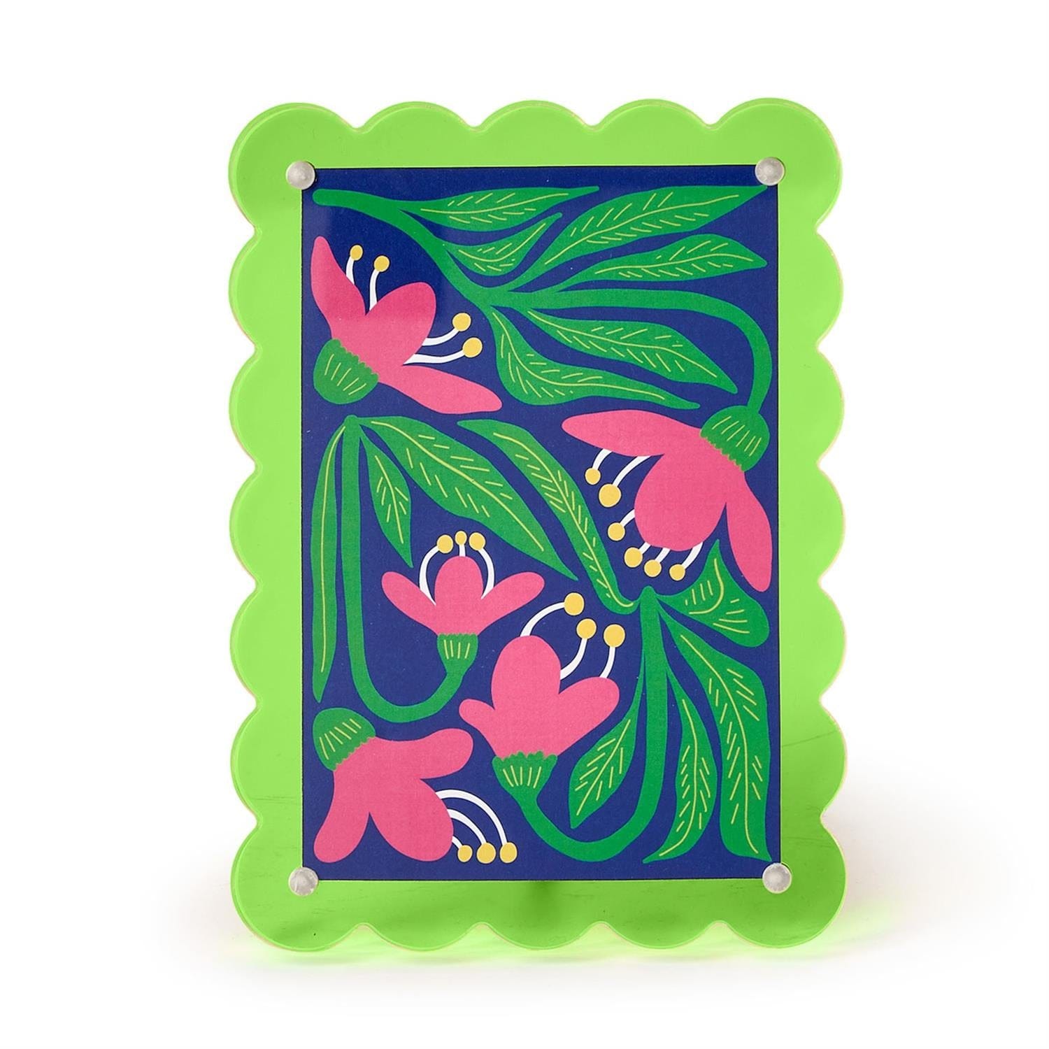 4x6 Scalloped Edge Acrylic Photo Frame | 3 Colors Two's Company Photo frame Kiwi Lime