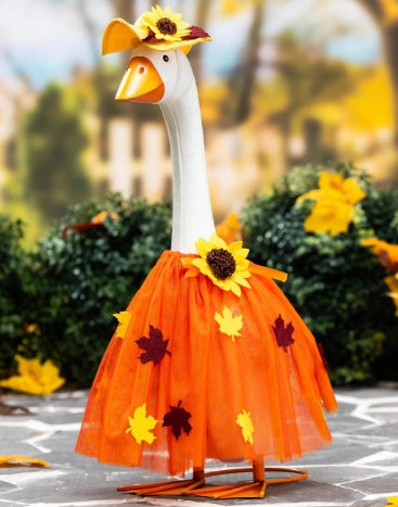 Porch Goose Outfit Fall Leaf Dress, Orange
