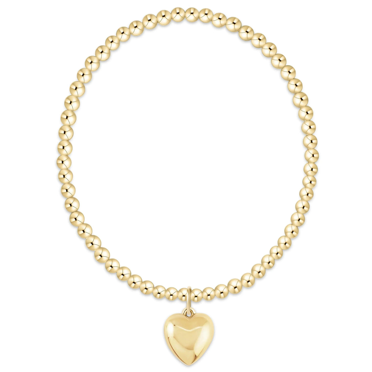 Classic Gold 3mm Beaded Bracelet with Puffy Heart Charm enewton design, LLC