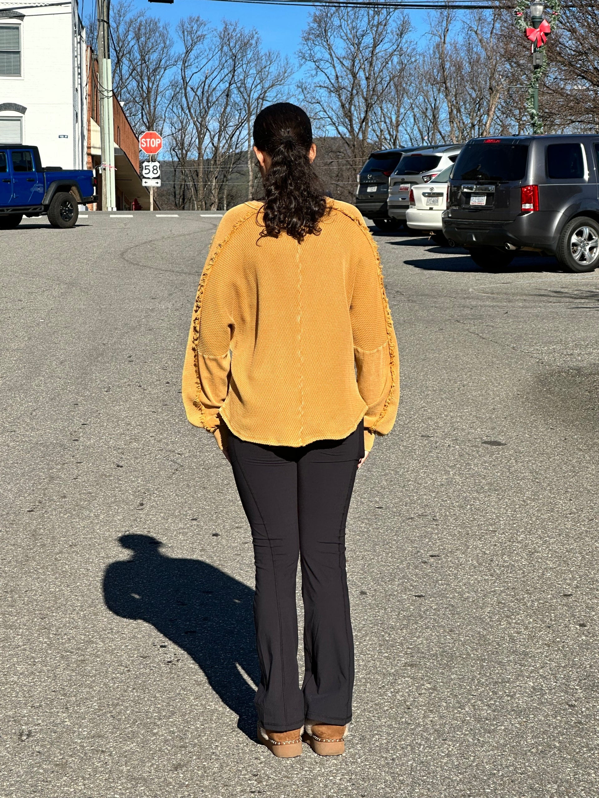A Golden Opportunity Pullover in Mustard Easel Casual Top