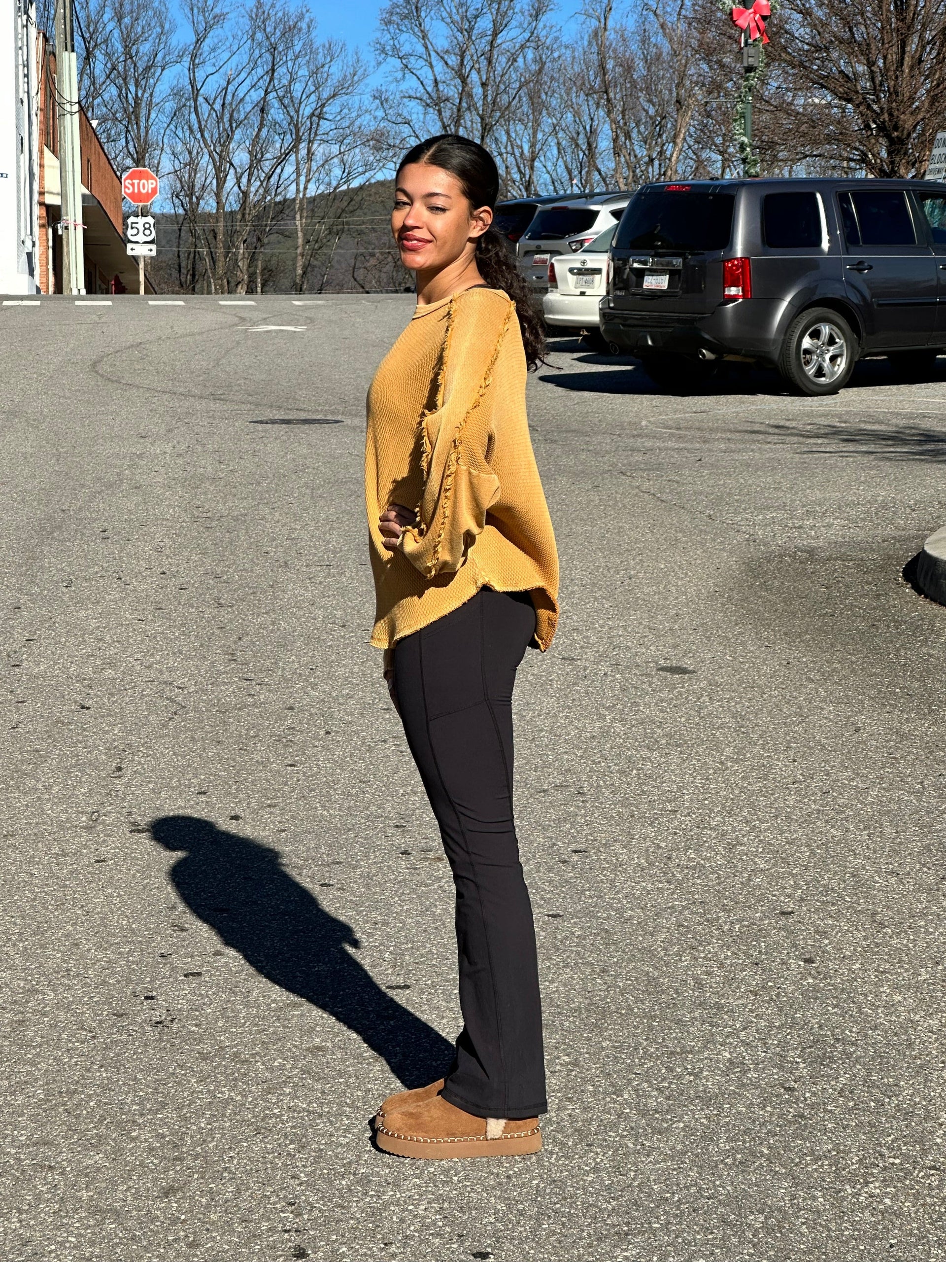 A Golden Opportunity Pullover in Mustard Easel Casual Top