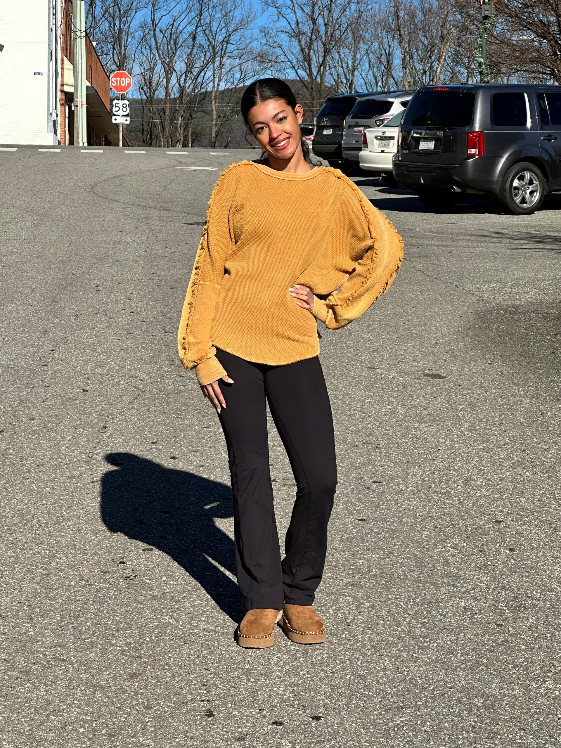 A Golden Opportunity Pullover in Mustard Easel Casual Top Medium