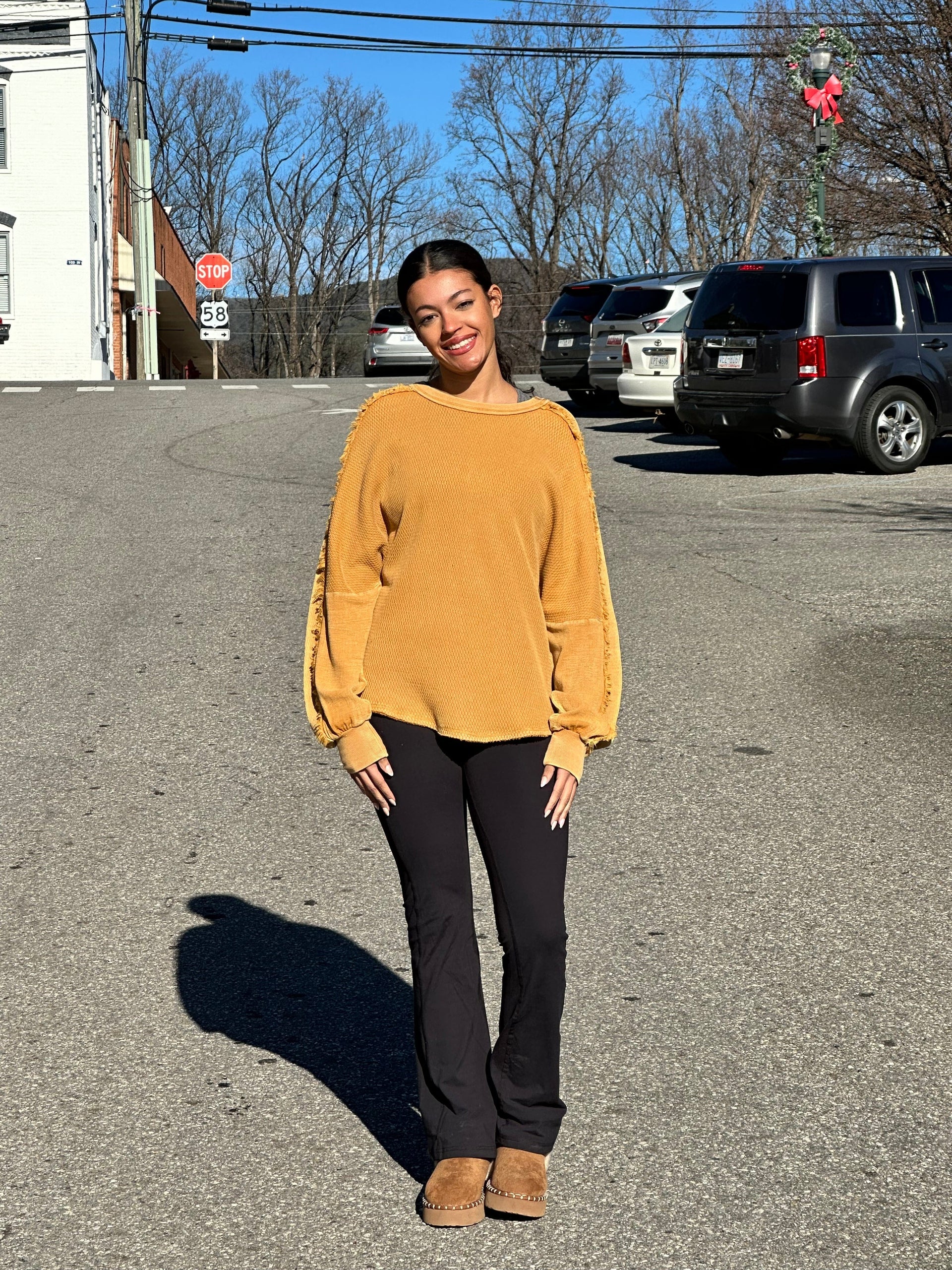 A Golden Opportunity Pullover in Mustard Easel Casual Top Small