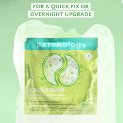 Patchology Cool Crush Hydrogel Eye Patches in green packaging with cucumber extract for depuffing
