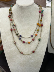 Aasha Multi-Layer Kantha Bead Necklace, 24", Gold Anju Jewelry Necklace