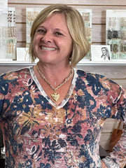 Abilene Chunky Gold Heart Pendant Bandana Necklace LESLIE CURTIS JEWELRY DESIGNS Necklace