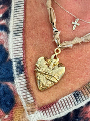 Abilene Chunky Gold Heart Pendant Bandana Necklace LESLIE CURTIS JEWELRY DESIGNS Necklace