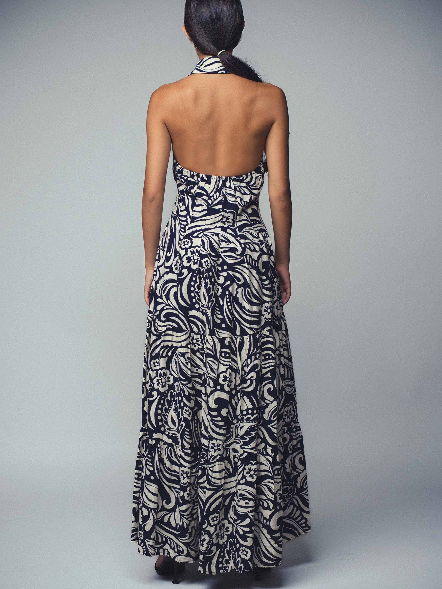 Halter Tiered Maxi Dress | Navy Halter Tiered Maxi Dress | Navy