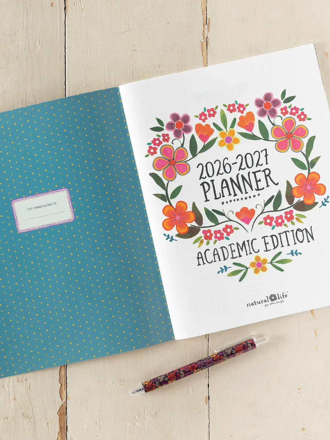 Academic Planner 2026-27 Turquoise Patchwork Natural Life Planner