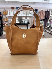 Allison Tote with Whipstitch Detail and Crossbody Strap Caroline Hill Wholesale Mustard S