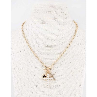 Amber Gold Pearl Charm Necklace, Gold Meghan Browne Accessories