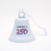 America 250 White Ornament Bell Made in USA Bevin Bros. bell