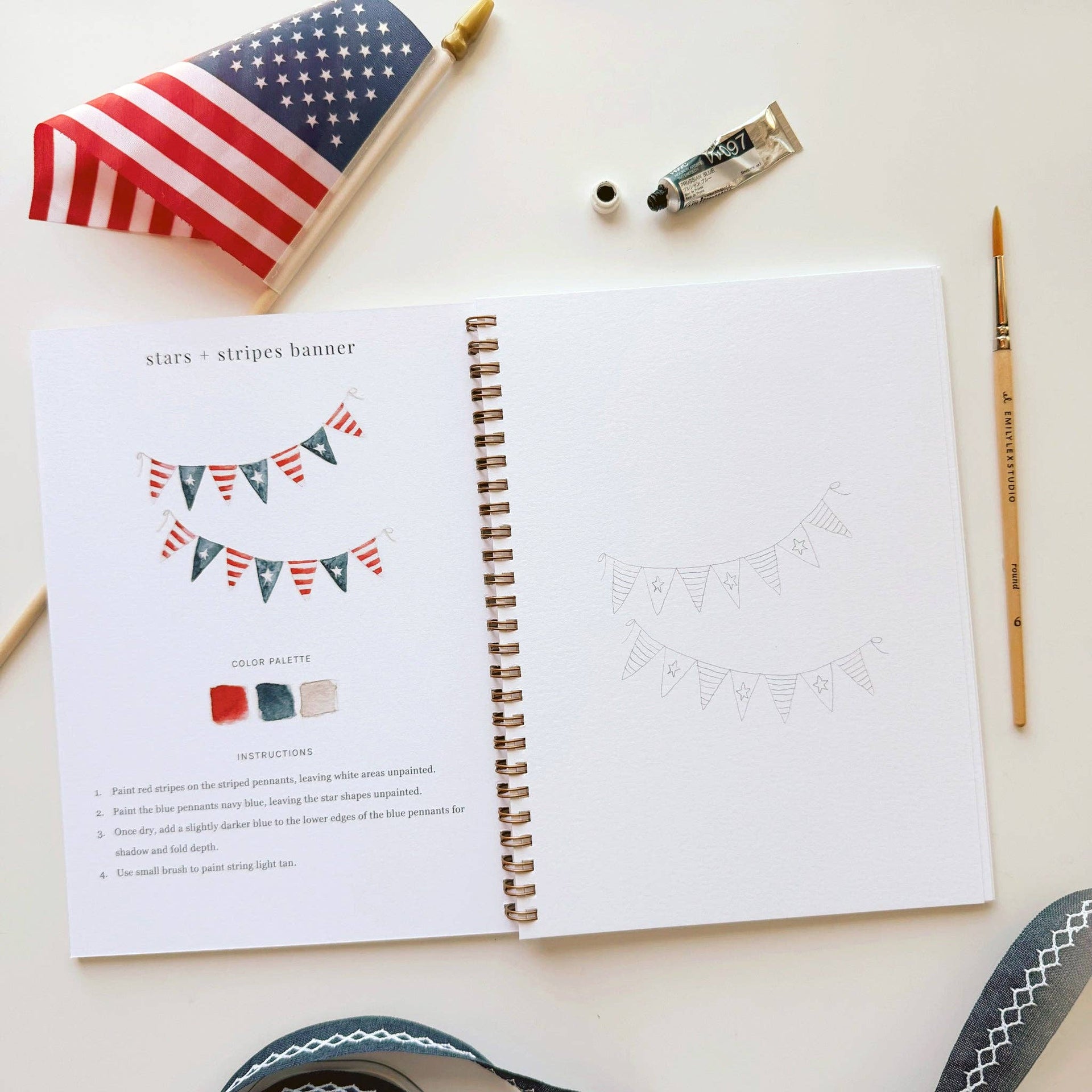 Americana watercolor workbook emily lex studio