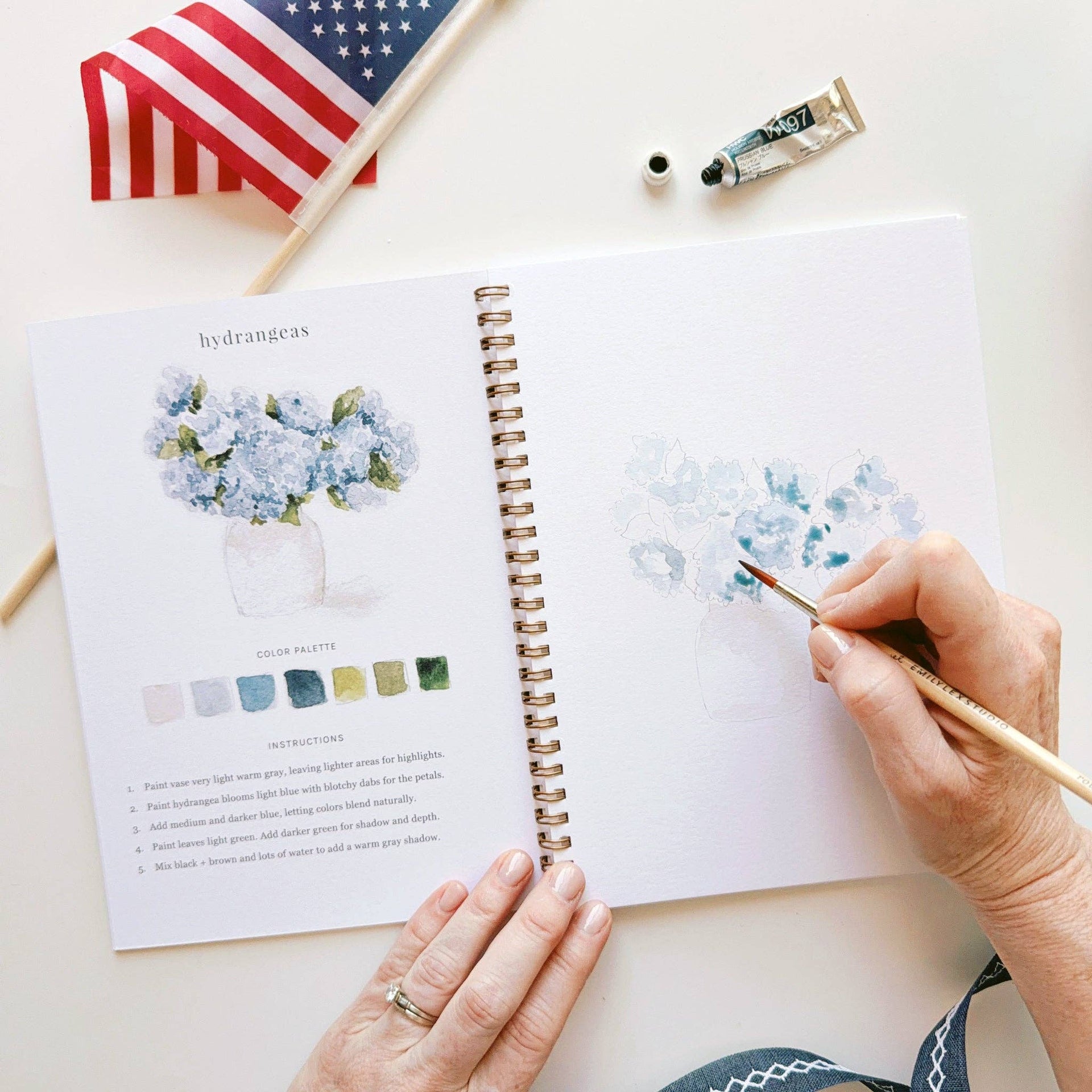Americana watercolor workbook emily lex studio