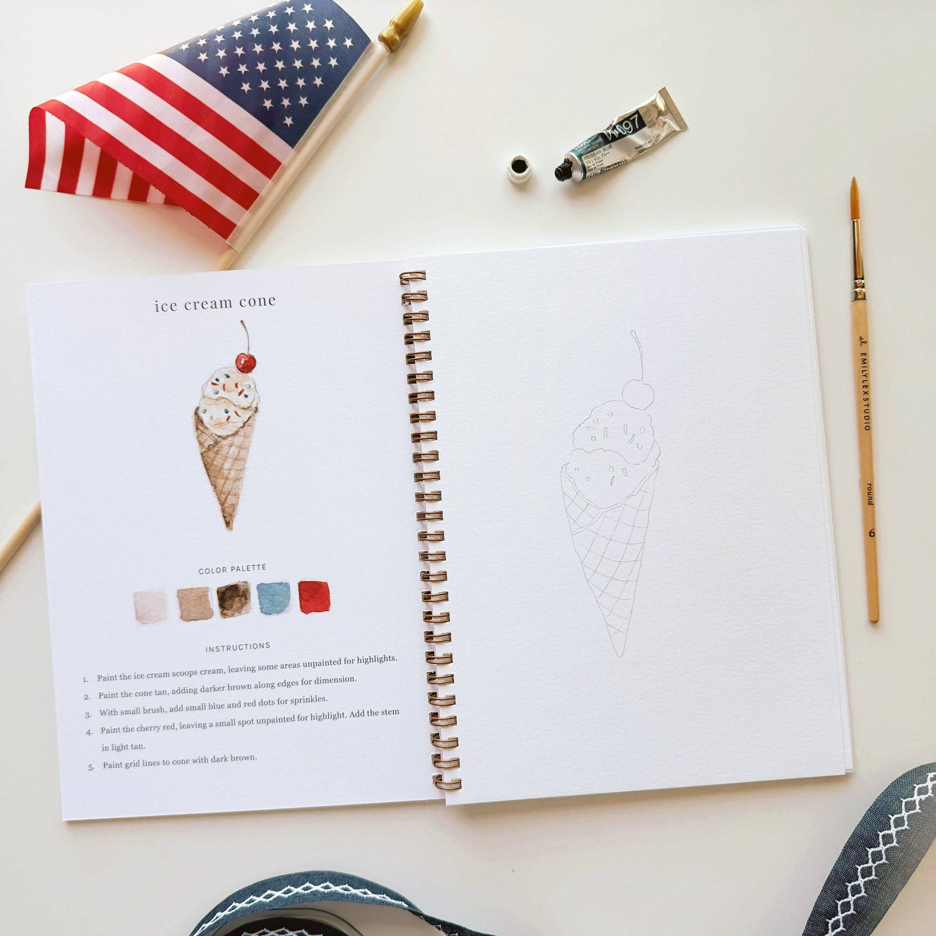 Americana watercolor workbook emily lex studio