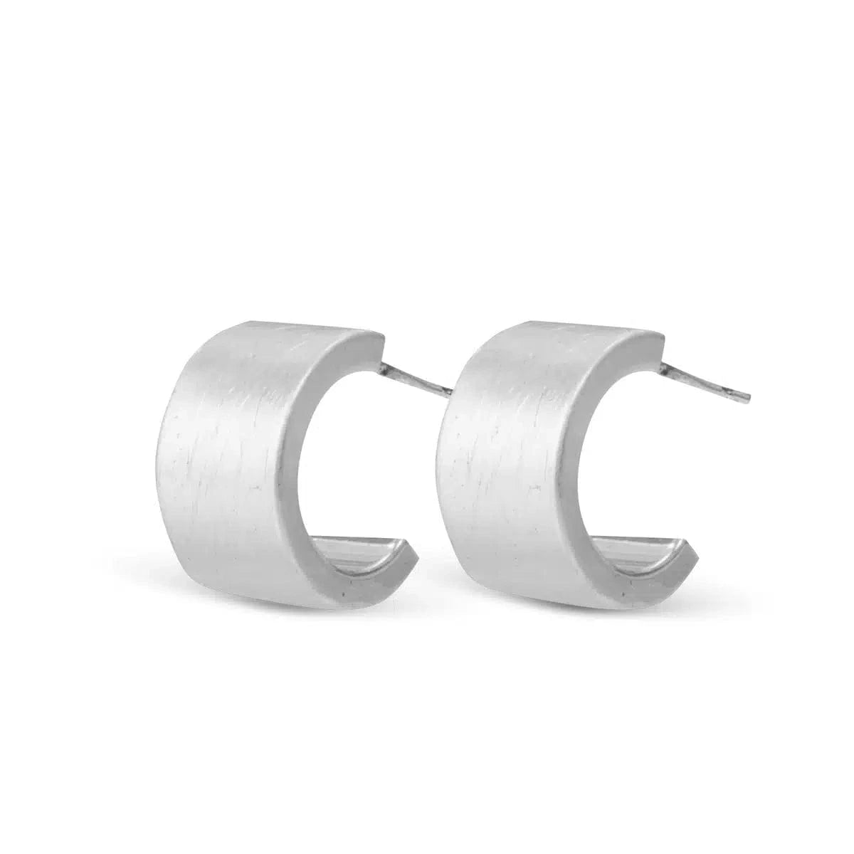 Amy Matte Flat Hoop Huggie Silver Amanda Blu