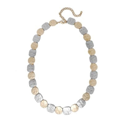 Amy Pounded Gold Silver Statement Necklace Meghan Browne Accessories
