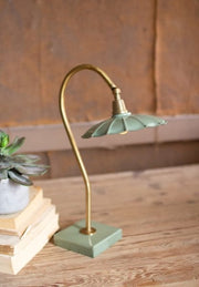 Antique Brass Gooseneck Table Lamp with Enamel Shade Kalalou, Inc.