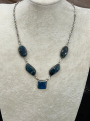 Apatite 5-Stone Bib Necklace, Silver, 20" Anju Jewelry Necklace