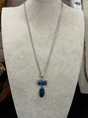 Apatite Double Stone Pendant Necklace, Silver Tone, 32" Anju Jewelry Necklace