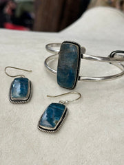 Apatite Stone Silver Cuff Bracelet, Blue Anju Jewelry Bracelet