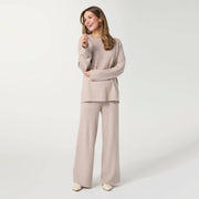 Arvilla Sweater with Border Detail: Doeskin / S/M COCO + CARMEN