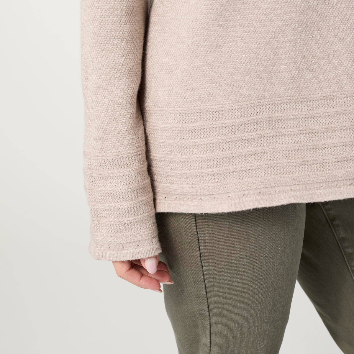Arvilla Sweater with Border Detail: Doeskin / S/M COCO + CARMEN