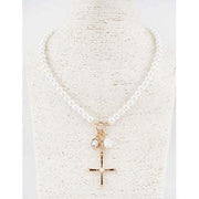 Aspen Gold Pearl Cross Pendant Necklace, White Meghan Browne Accessories